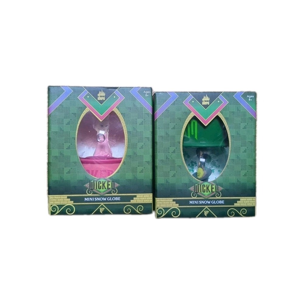 WICKED the Musical MINI Snow Globe‎ Set – Elphaba & Glinda – NEW